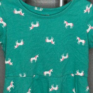 Cat & Jack - Girls Short Sleeve Unicorn Dress with Pockets - Size XS (4/5)